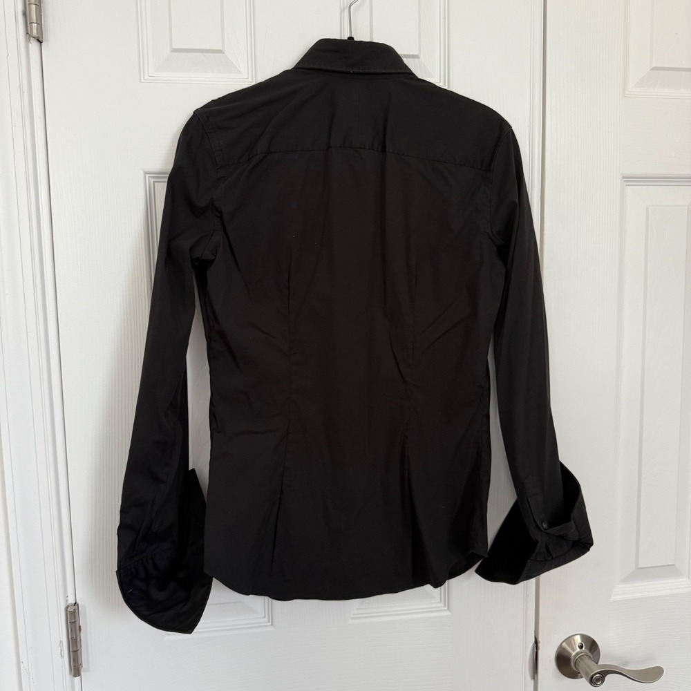 Ralph Lauren Black Label Women Black Elongated Sleeve Shirt Minimalist WNs 6 EUC - Picture 4 of 13